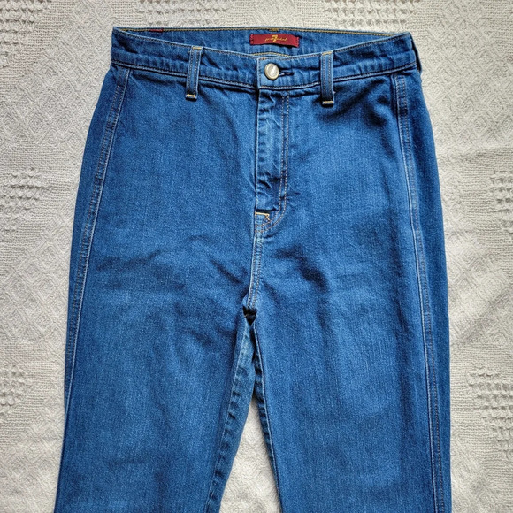 7 For All Mankind Womens High Rise Skinny Flare Jeans - Picture 4 of 13